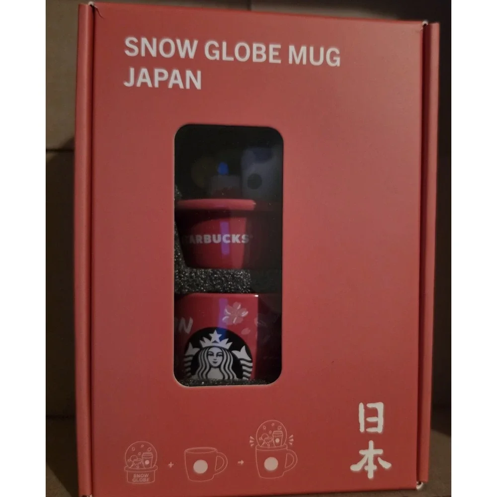 Starbucks Japan Snow Globe Mug Japan Sakura Cherry Blossom Red New in Box